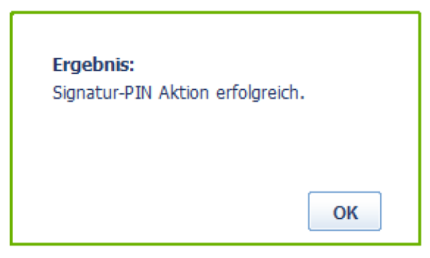 Signatur-PIN - erfolgreich